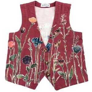 Orvis cotton and flax wildflower vest boho hippie festival